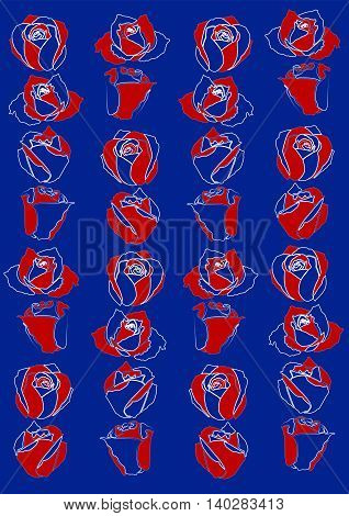 Roses, Set Icons With White Background