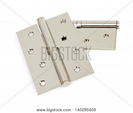 Pair Of Chrome Hinges Isolated On White