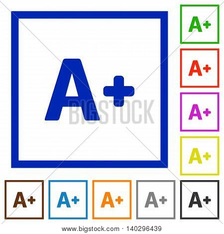 Set of color square framed Increase font size flat icons