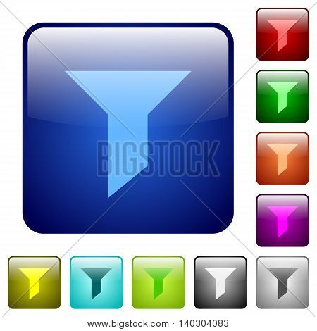 Set of filter color glass rounded square buttons