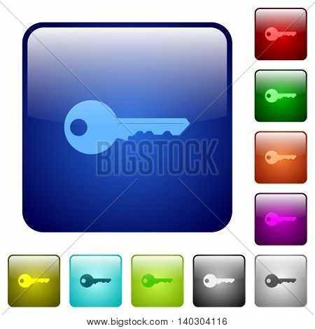 Set of key color glass rounded square buttons