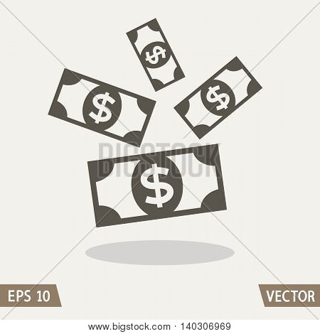 Money flat icon dollar symbol money rain. Vector illustration for web and commercial use.