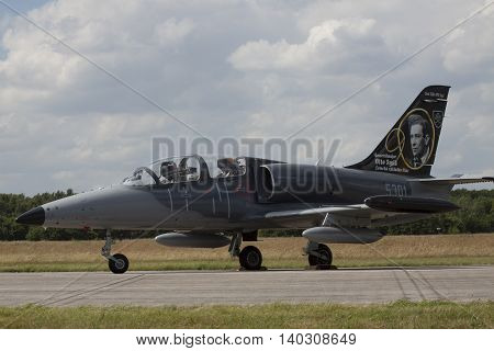 VOLKEL, NETHERLANDS - JUNE 15:Parking fighter jet during the Royal Netherlands Air Force Day