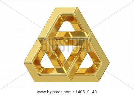 Impossible triangle optical illusion 3D rendering isolated on white background