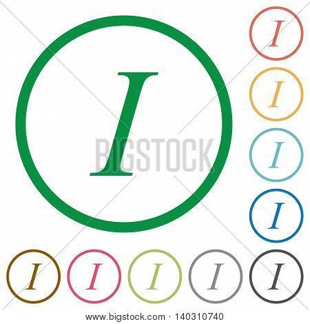 Italic font type color round outlined flat icons