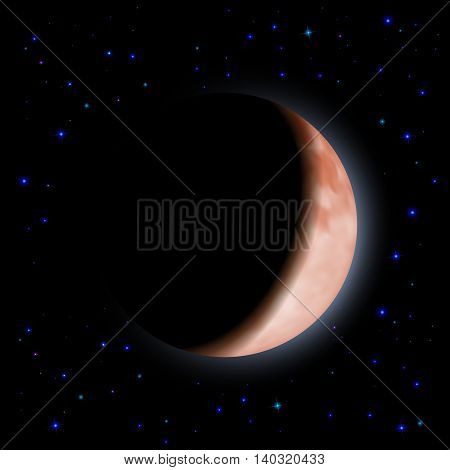 Eclipse of the planet on the black background with stars
