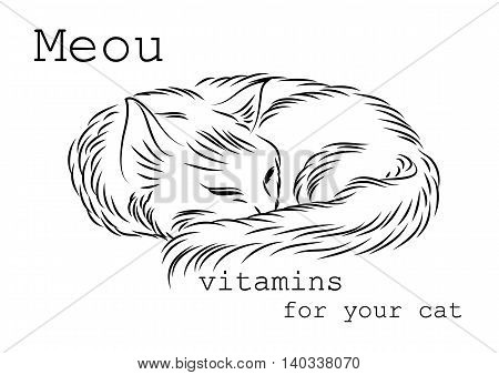 Image to use on packages boxes or bottles of vitamins for cats. It can be used as a banner or logo as well as in advertising or sales for your convenience