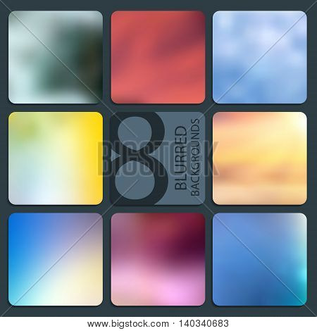 Set of vector blurred backgrounds. Hologram to create trendy modern design. For your website or presentation.