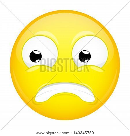 Shocked emoji. Fear emotion. Puzzled emoticon. Vector illustration smile icon.