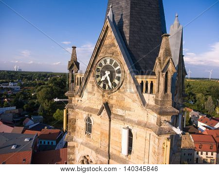 Old church Lucka medieval town Germany Thuringia panorama