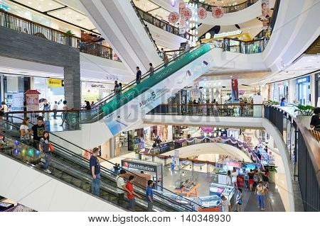 PATTAYA, THAILAND - FEBRUARY 22, 2016: inside of Central Festival Pattaya. Central Festival Pattaya Beach is a shopping mall in Pattaya, Thailand.
