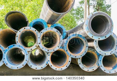 metal and hdpe water pipe, old water pipe
