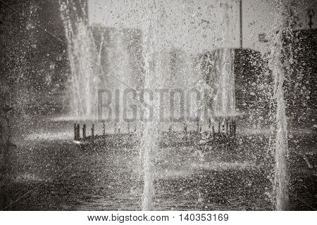 Beautiful fountain in Park, Ancient Bukhara city in Uzbekistan