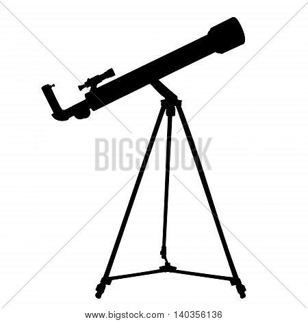 Silhouette of telescope isolated on white. Vector illustration.