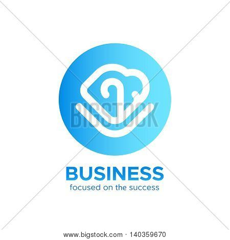 B2B logo vector design concept isolated on white background. Modern corporate identity for business marketing company. Abstract blue color circle web icon with monogram in mono line style and text
