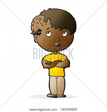 cartoon boy with growh on head