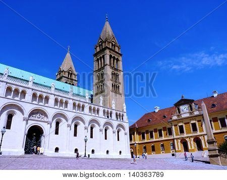 The Cathedral of Pecs in a summer afternoon