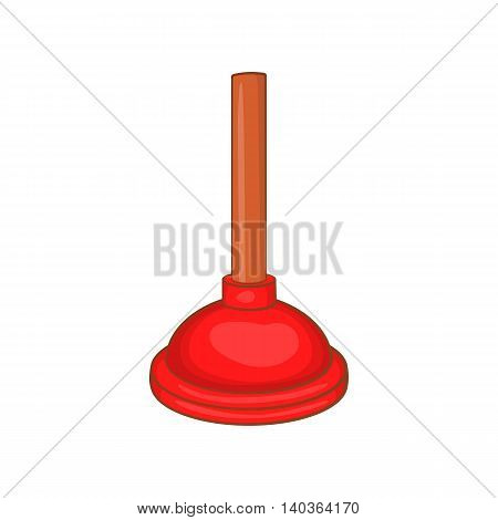 Red cup plunger icon in cartoon style on a white background