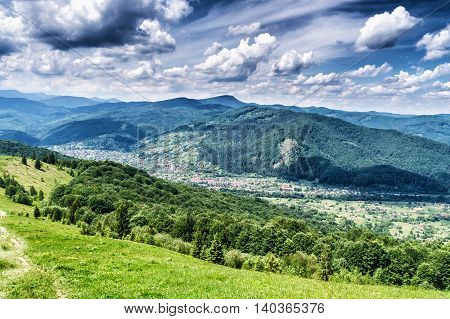 HDR views during uphill Makovytsya Ukraine Yaremche The height of the mountain 984 meters