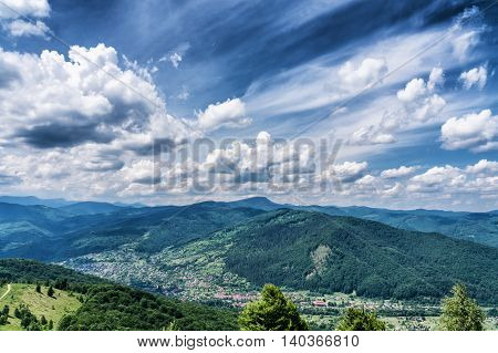 HDR views during uphill Makovytsya Ukraine Yaremche The height of the mountain 984 meters