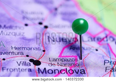 Lampazos de Naranjo pinned on a map of Mexico