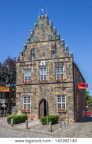 SCHUTTORF, GERMANY - JULY 19, 2016: Historical town hall in the center of Schuttorf, Germany