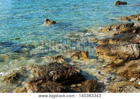 Untouched nature on a rocky beach in Montenegro