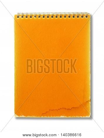 The Old note book on white background.