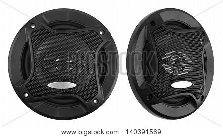 Coaxial car speakers isolated on white background