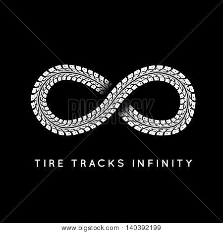 Tire Tracks in Infinity Form. Vector illustration