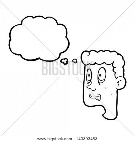 freehand drawn thought bubble cartoon staring man drooling