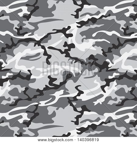 Camouflage seamless pattern in gray. Urban style vector texture