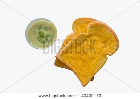 Panfried white bread with butter flavour and custard sauce.