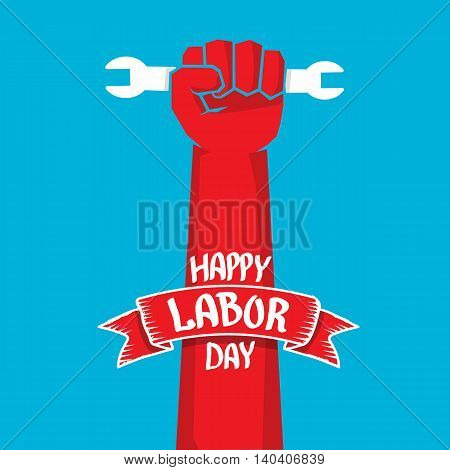 Usa labor day vector background. vector happy labor day poster or banner with clenched fist.