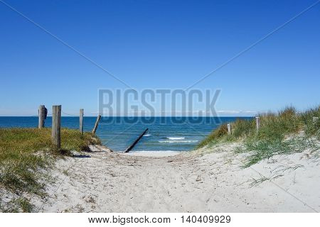 Path to the beach on a dune on Hiddensee Island Germany