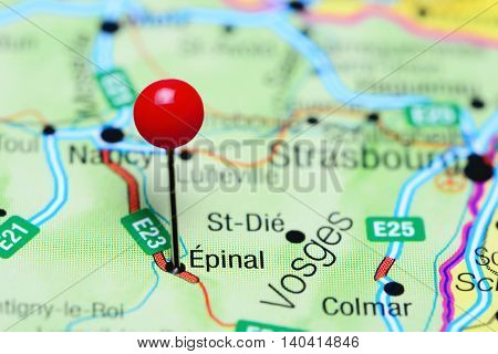 Epinal pinned on a map of France