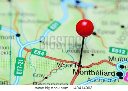 Vesoul pinned on a map of France