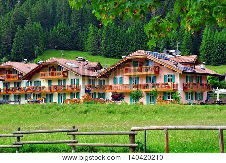 Tyrolean houses in Trentino Alto Adidge, Italy