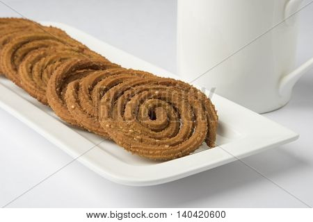traditional indian snack chakli, chakali or murukku