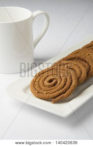 traditional indian snack chakli, chakali or murukku