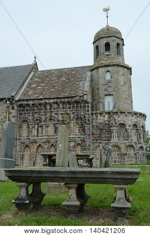 An external view of a medieval church in Leuchars