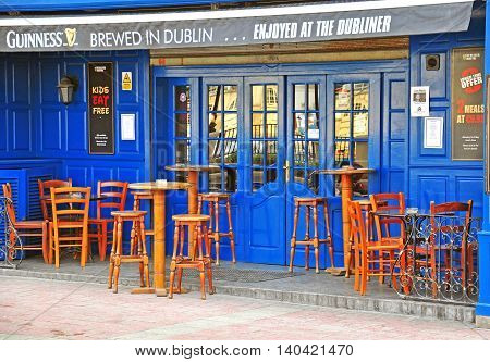 SLIEMA MALTA - MARCH 4:Traditional irish pub exterior in Sliema city center on March 4 2013. Sliema is a town located on the northeast coast of Malta.