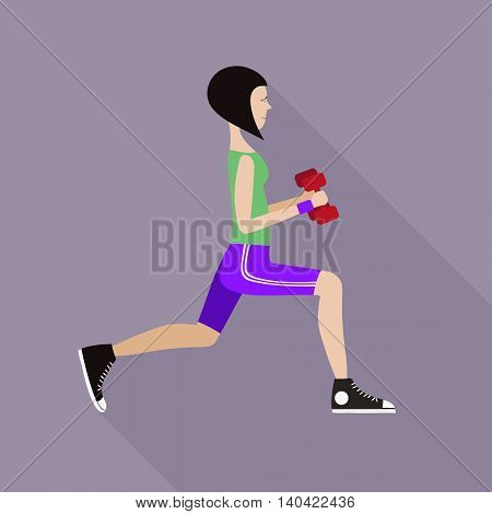 Vector illustration of the girl doing fitness.