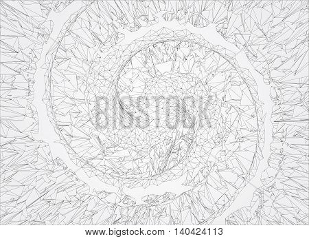 Polygonal abstract spiral graphic line on white background