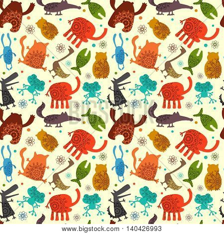 seamless pattern with monsters. abstract vector illustration