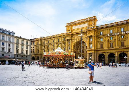 FLORENCE, ITALY - July 25, 2016. Street view of Old Town Florence Tuscany, Italy. is the capital city of the Italian region of Tuscany, with approximately 382,000 inhabitants