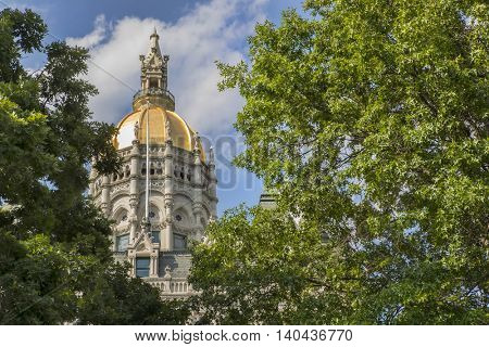 The Connecticut State Capitol building houses the Connecticut General Assembly; the upper house, the State Senate, the House of Representatives, as well as the office of the Governor of Connecticut. 