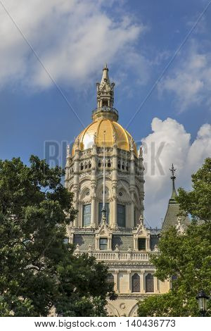 The Connecticut State Capitol building houses the Connecticut General Assembly; the upper house, the State Senate, the House of Representatives, as well as the office of the Governor of Connecticut. 