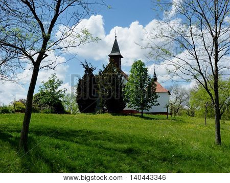 A little church on the top of the hill