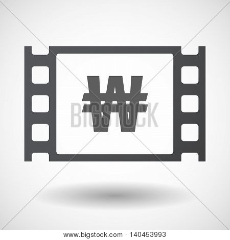 Isolated 35Mm Film Frame With A Won Currency Sign